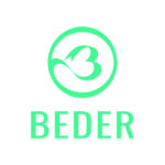 Beder charity logo: a green circular emblem featuring a stylised letter B with a heart, above the word BEDER.