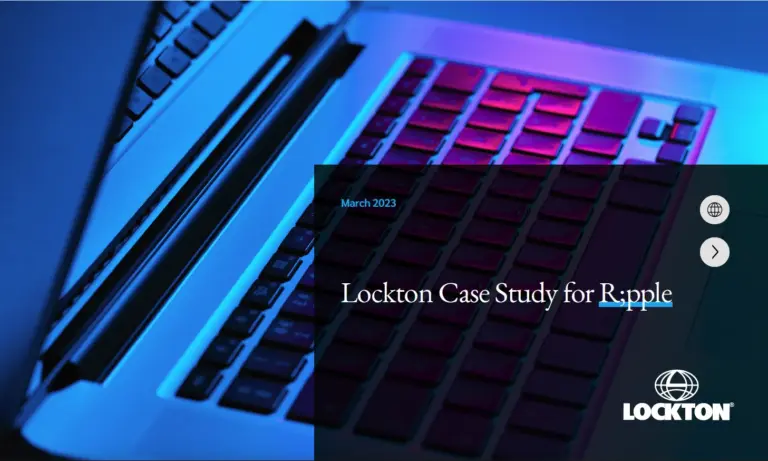 Lockton Case Study for R;pple – March 2023, showing a laptop with blue-lit keyboard